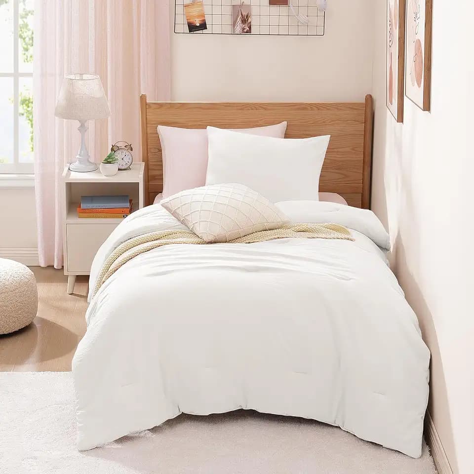 Twin/Twin XL Comforter Set-2 Pieces Soft White Comforter Dorm Bedding