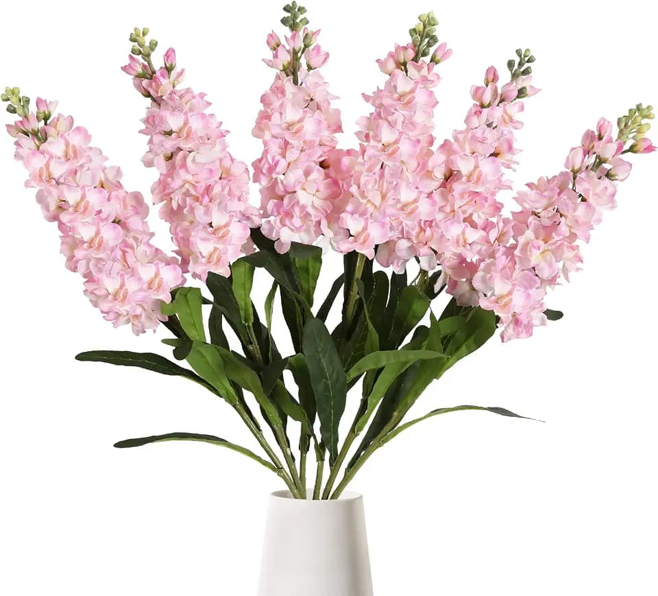 IPOPU Pink Silk Snapdragon Artificial Flowers, 6PCS Antirrhinum Fake Flowers 31.50'' Long Stem Delphinium Faux Flowers for Home Decor Wedding Table Centerpieces (Light Pink)