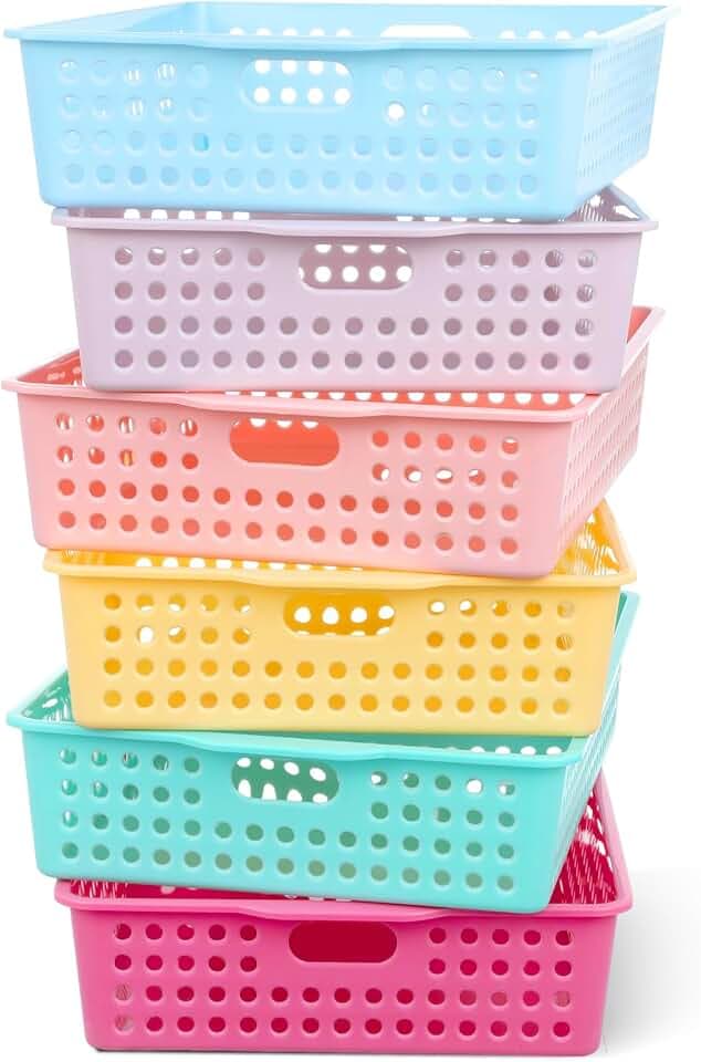 6 Pack Turn‑in Paper Trays for Classroom, Pastel