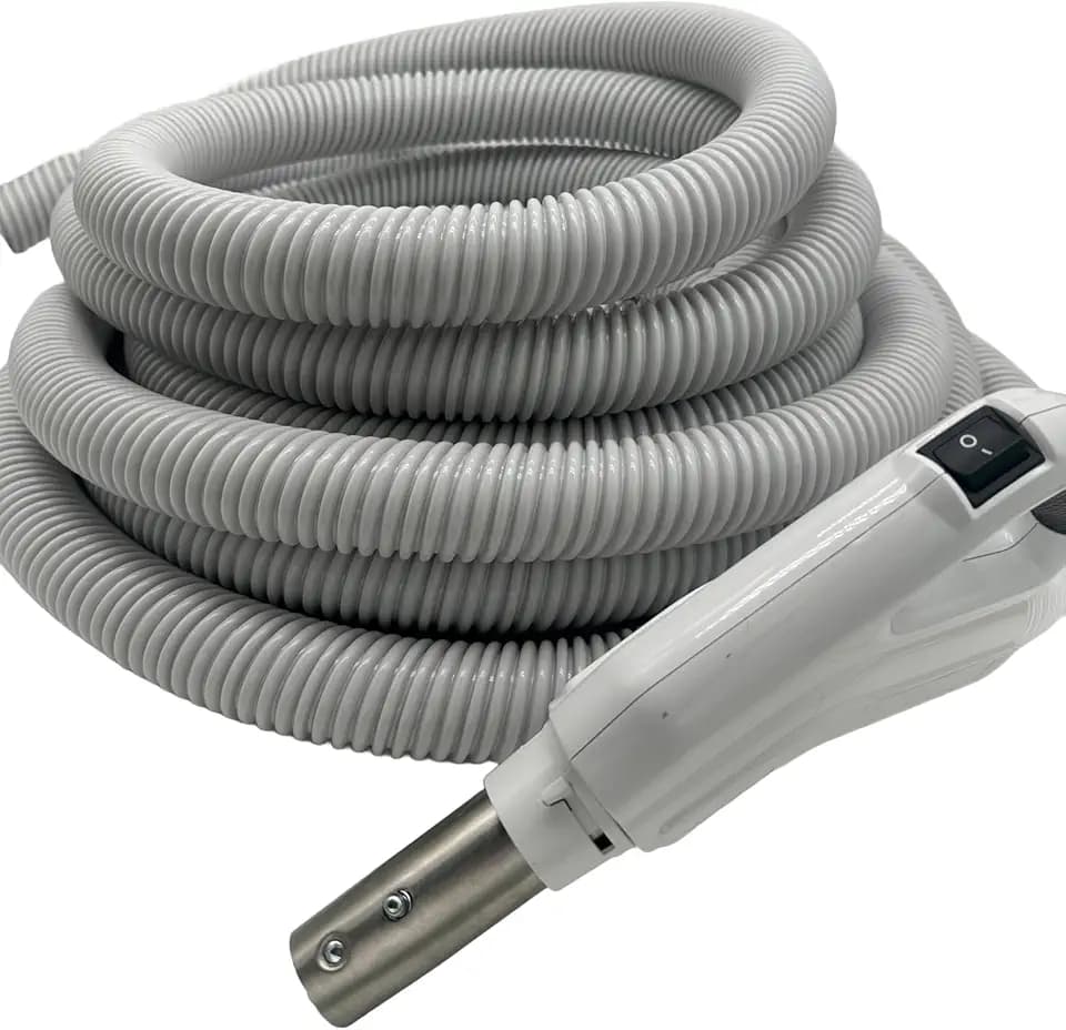 Universal Central Vacuum 35 ft Low Voltage Hose, ON-Off Switch Control-Compatible with Most Inlets - Crushproof Material