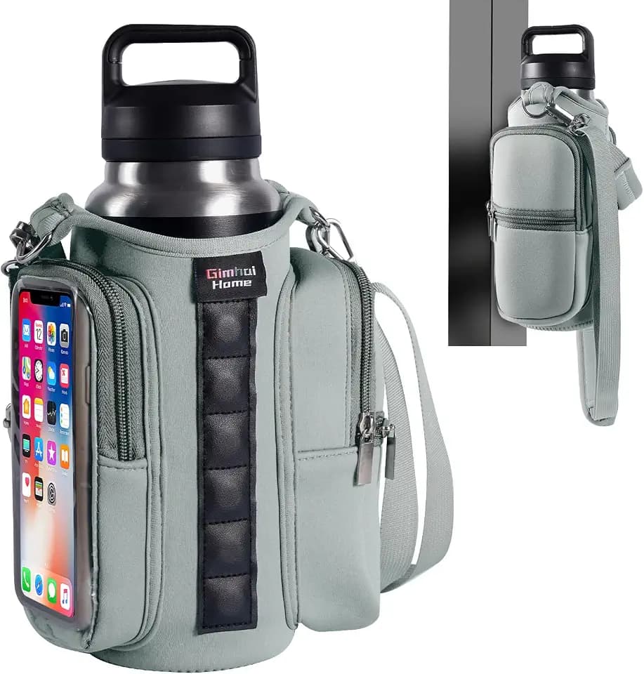Magnetic Gym Bags for Men & Women with Adjustable Strap,Magnetic Bag Water Bottle Holder for Travel, Work,Sports,Water Bottle Sling Bag with Pocket (Gray)