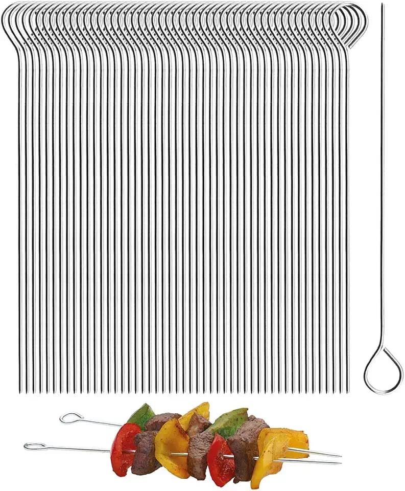5.9 Inch Stainless Steel Skewer Grilling Shish Kebob,Cocktail Sticks,Reusable Martini Glass Picks 50pcs