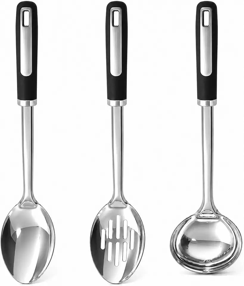Stainless Steel Cooking Spoon Set,3-Piece Serving,Slotted & Ladle