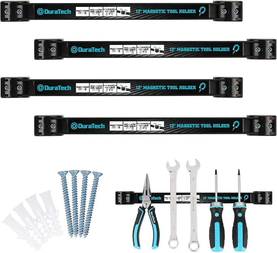 DURATECH 4 Pack 12" Magnetic Tool Holder Strip, Heavy Duty Tool Bar