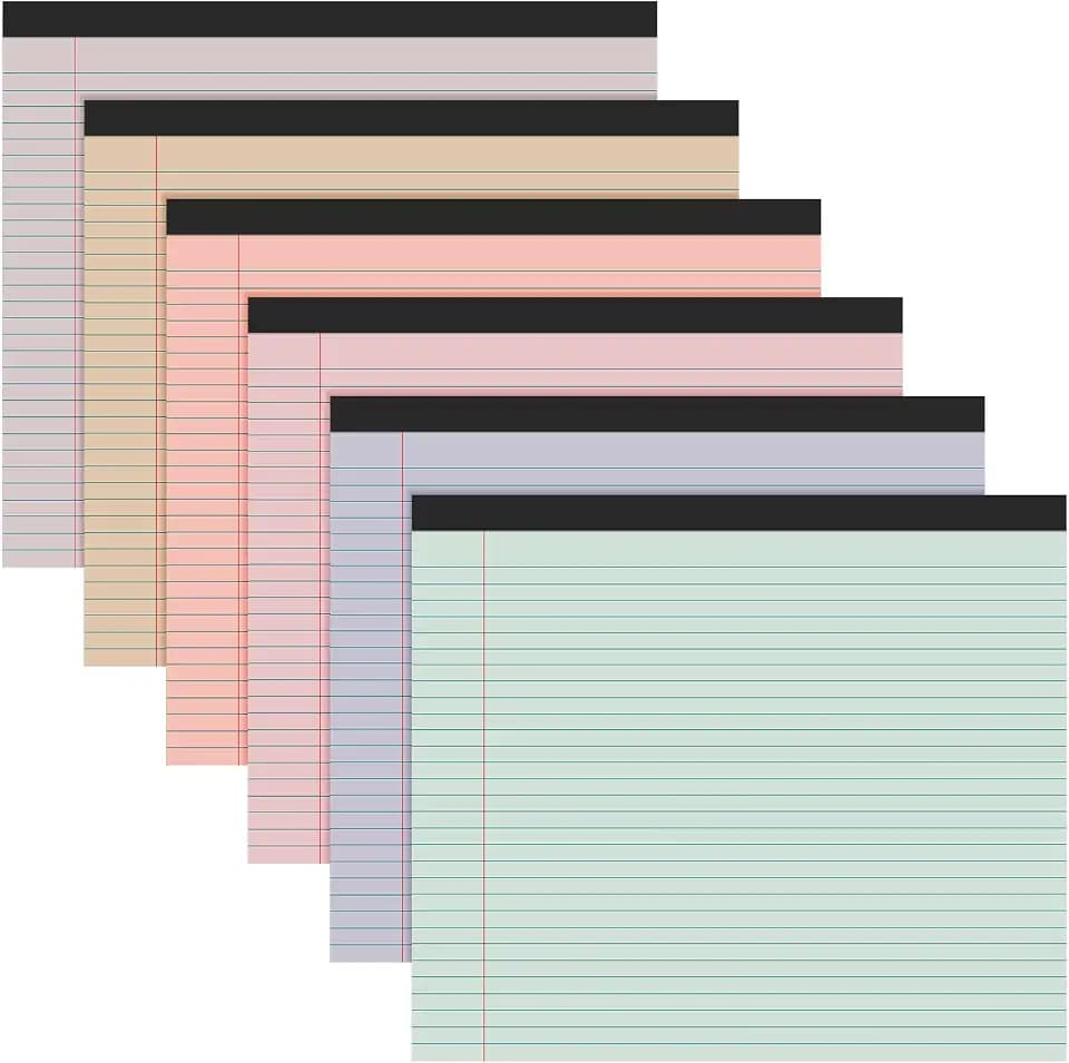 Lincia 6 Pcs Legal Pads Landscape Notebook, Cute Color