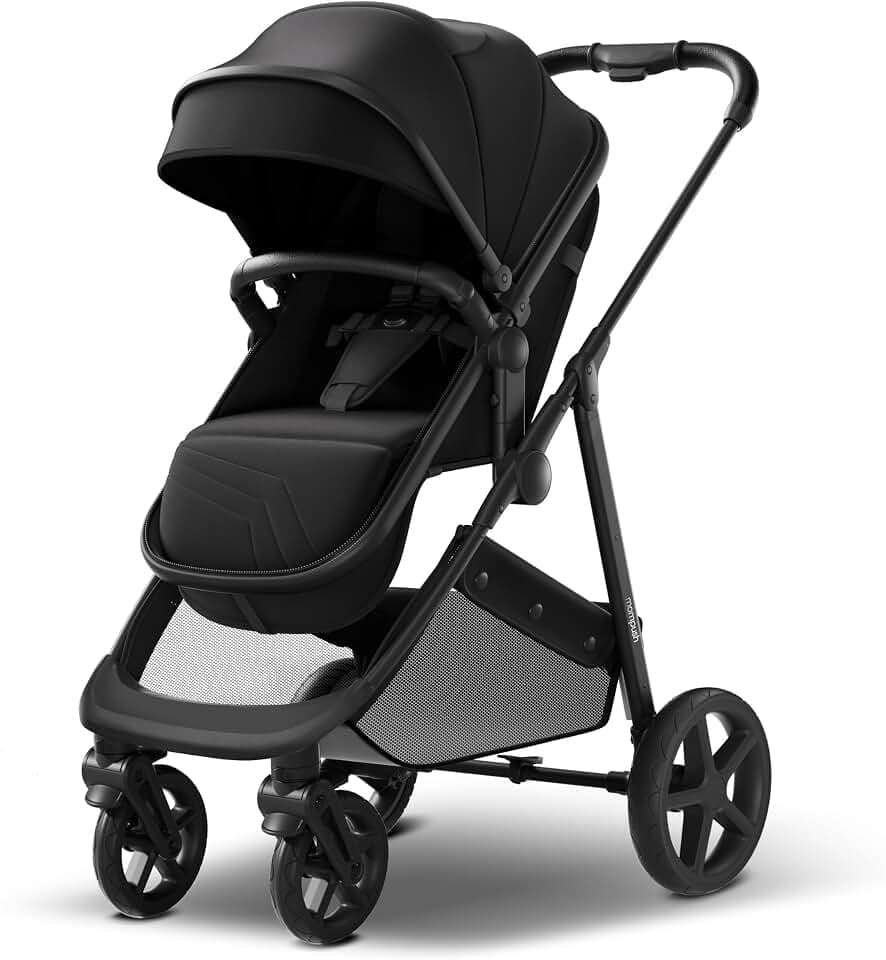 Mompush Wiz 2-in-1 Bassinet Stroller Reversible Seat, One-Hand Fold, Black