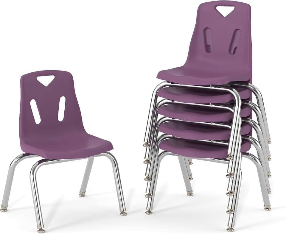 Berries Jonti-Craft 8142JC6004 Stacking Chairs with Chrome-Plated Legs, 12" Height, Purple, Pack of 6