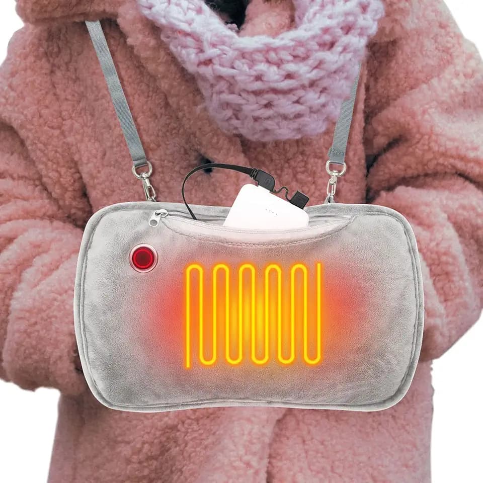 Hand Warmers Rechargeable, 10000mAh Electric Heated Gloves Portable Graphene Handwarmers Pouch with 3 Levels & Double-Sided Heating for Hunting Camping Golf Xmas Gifts for Women Men (Gray, M)