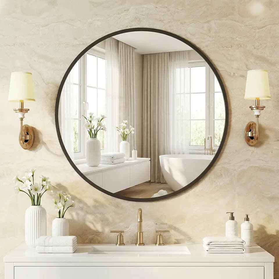 NEWBULIG 20 Inch Round Wall Mirror, Bathroom Mirrors for Over Sink