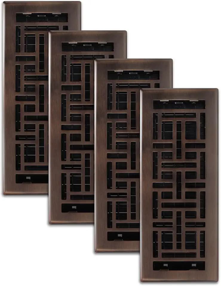 Decor Grates (4-Pack) AJH412-RB Oriental Floor Register, 4x12 Inches, Rubbed Bronze Finish