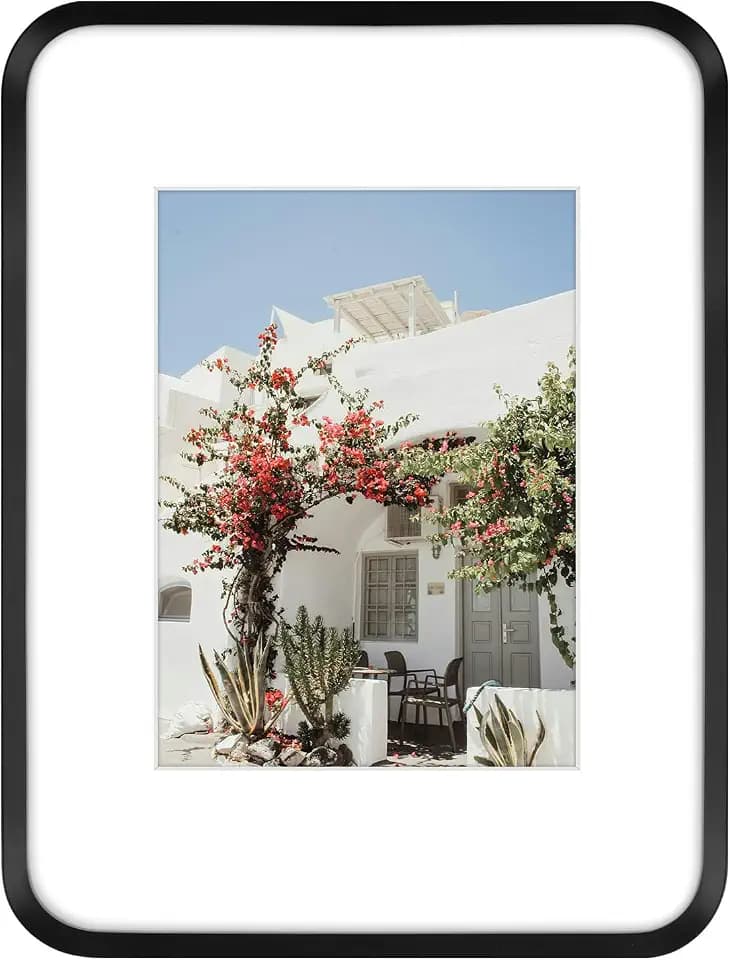 Golden State Art 9x12 Black Aluminum Picture Frame Mat for 6x8 Real Glass