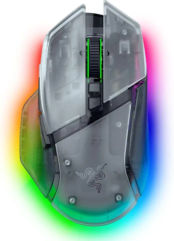 Razer Basilisk V3 Pro 35K Phantom White - Anpassbare kabellose ergonomische RGB Gaming-Maus - optischer 35K DPI Sensor - 4-Wege-Scrollrad - HyperSpeed & Bluetooth - PC/Mac | Phantom White Edition