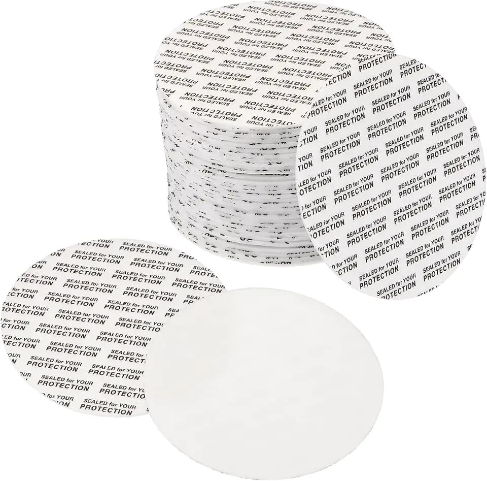 PATIKIL 70mm/2.8inch Pressure Sensitive Seal, 500 Pack Adhesive PS Foam Lid Cap Liners Resistant Tamper for Plastic Glass Jar Bottle Cap Seals