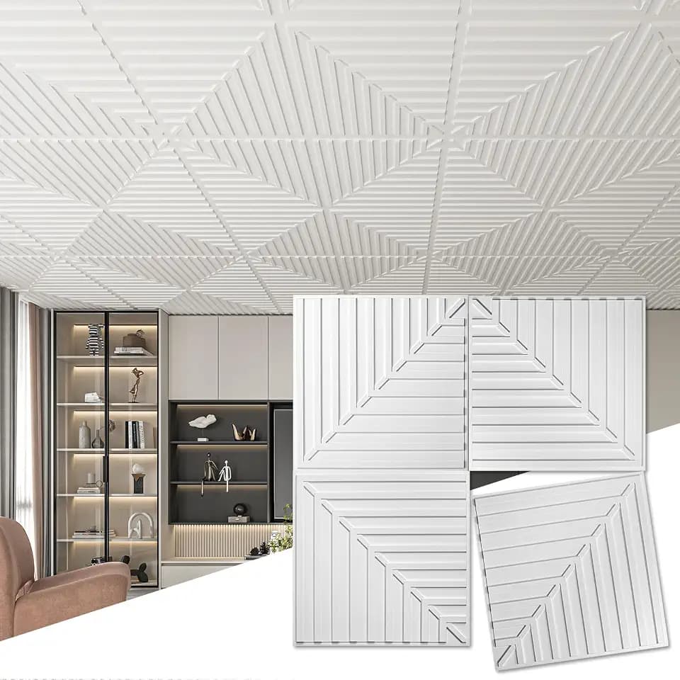 Art3d 24-Pack 2 x 2 ft 3D Textured Drop Ceiling Tiles, 24 x 24 in, White