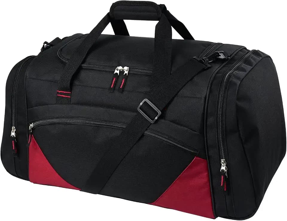 Uarition Gym Bag for Men & Women, 55L Large Sports Duffle Bag, Black Red