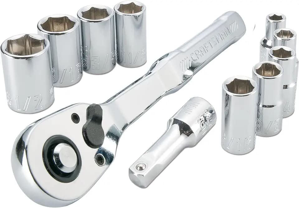 CRAFTSMAN Mechanics Tool Set, SAE, 1/4 Inch Drive, 11 Piece, 90-Tooth (CMMT34870)