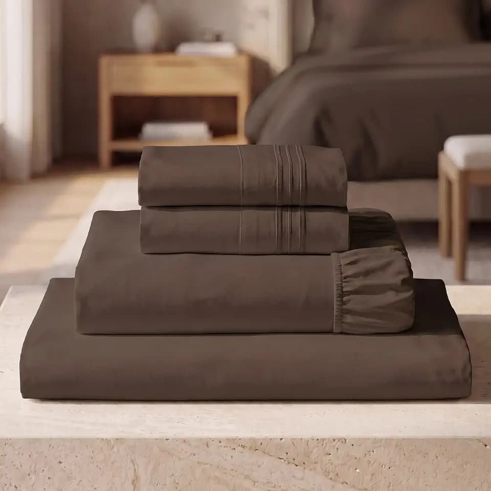 Mellanni Iconic 4-Piece, Ultra Soft Sheet Set (King, Brown)
