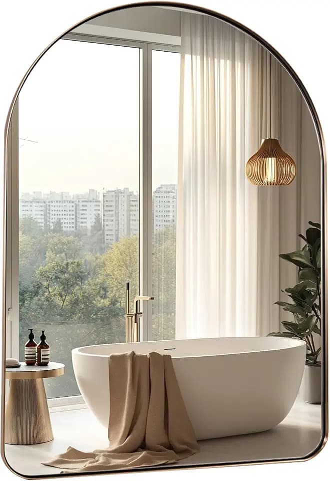 ANDY STAR Brushed Champagne Bronze Arched Bathroom Mirror 22x30 Inch