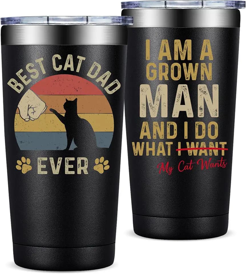 Fufandi Cat Dad Gifts - Best Dad Gifts Tumbler Cup 20oz