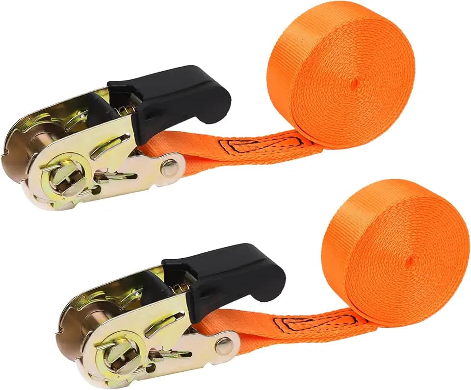1 in x 10 FT Endless Ratchet Tie Down Straps, NO Hook, Set of 2, Orange