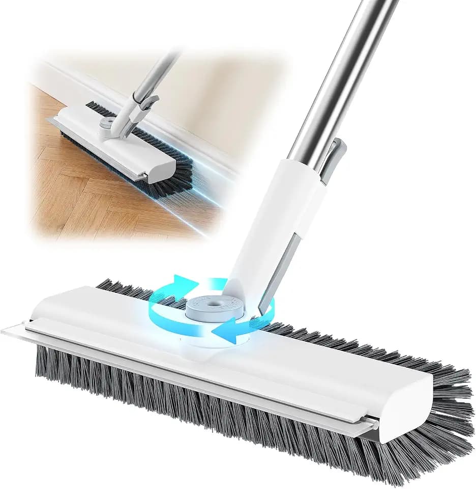 3 in 1 Floor Scrub Brush with Long Handle, Multi-Angle Swivel Head