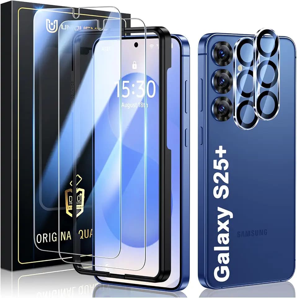 UniqueMe für Samsung Galaxy S25+/S25 Plus - für Panzerglas und Kameraschutz | 2 Schutzfolie & 2 Kamera Schutz für Samsung Galaxy S25+/S25 Plus, Anti Fingerabdruck Schutzglas, Anti Bläschen Displayschutz