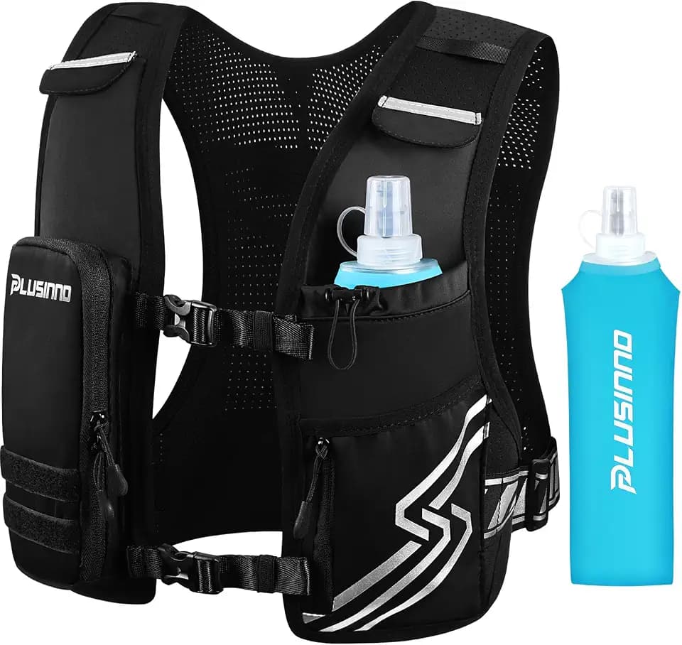 PLUSINNO Running Vest for Men Women, Runners Vest with 500ml Water Bottle
