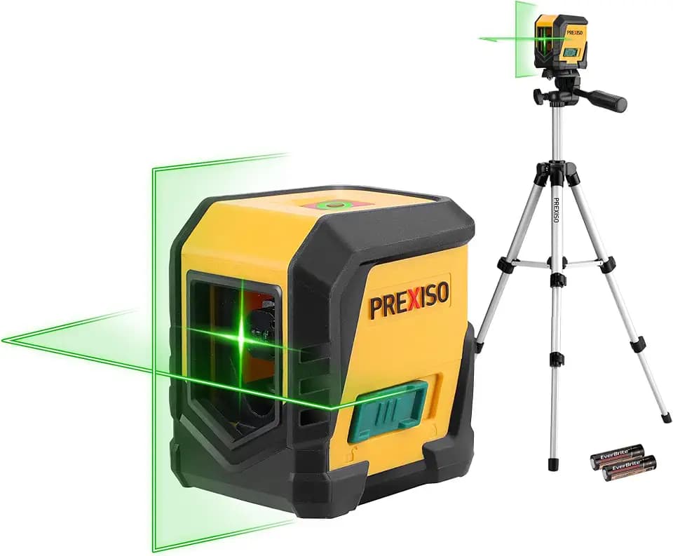 PREXISO Laser Level with Tripod, 65Ft Self Leveling Cross Line Laser Level