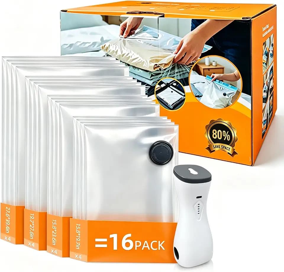 16 Pack Vacuum Storage Bags for Travel with pump Vacuum bags for clothing