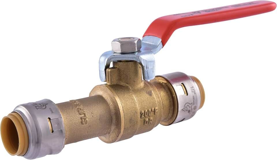 SharkBite Max 1/2 x 1/2 Inch Slip Ball Valve, Push-to-Connect Brass Plumbing Fitting, Copper, CPVC, UR24735