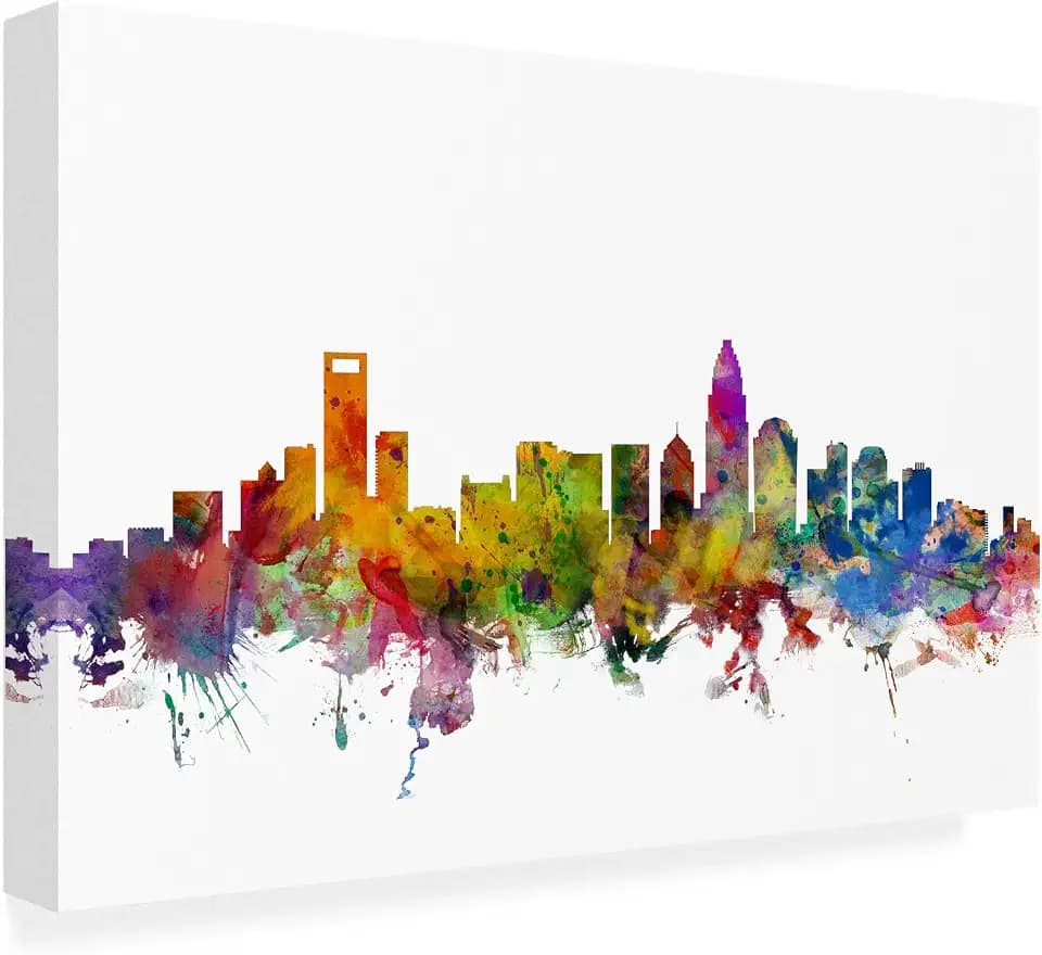 Trademark Fine Art Charlotte North Carolina Skyline by Michael Tompsett, 22x32-Inch