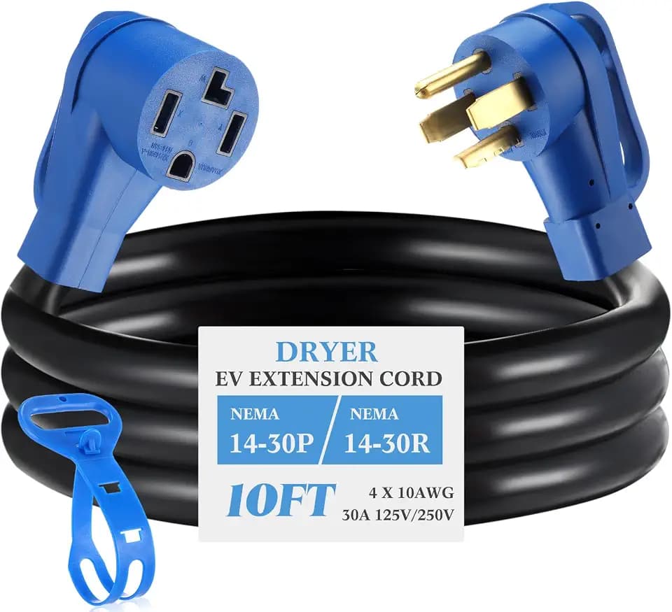 Kanayu 10 FT 30 Amp 4 Prong Dryer EV Extension Cord NEMA 14-30p/r,Blue