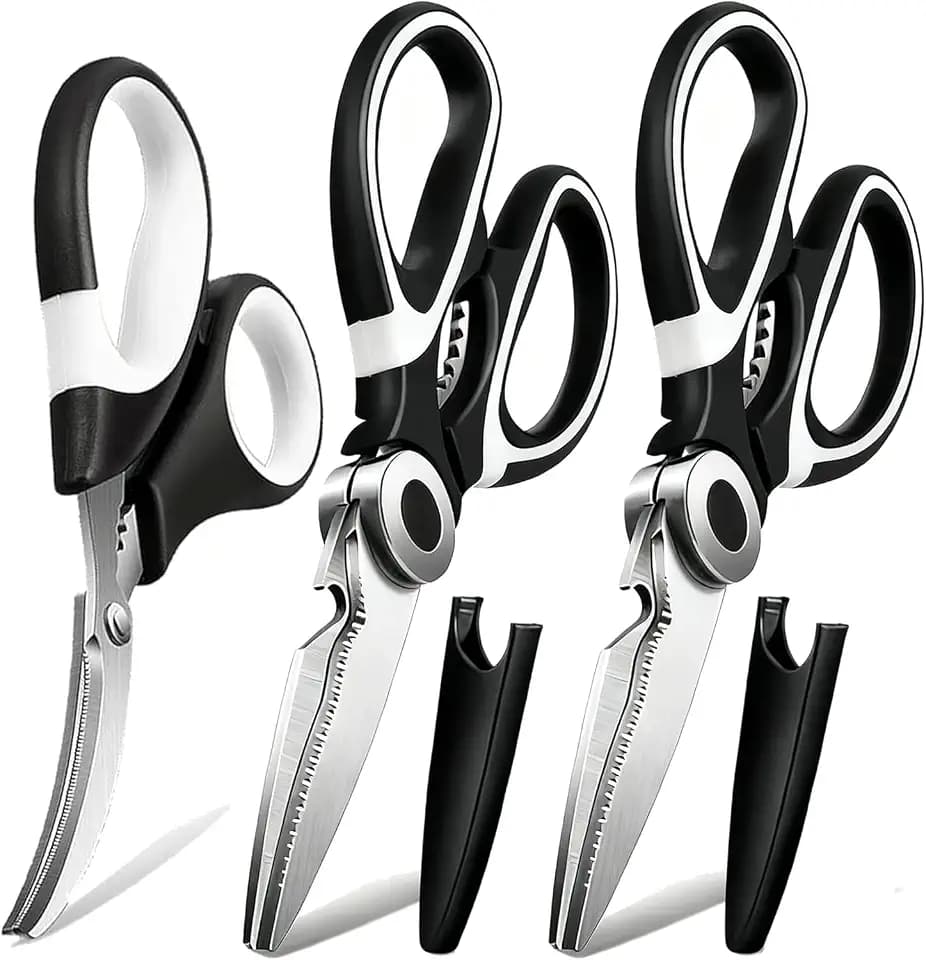 OMDAR 3 Pack Kitchen Scissors & Seafood Scissors Set, Sharp Kitchen Shears