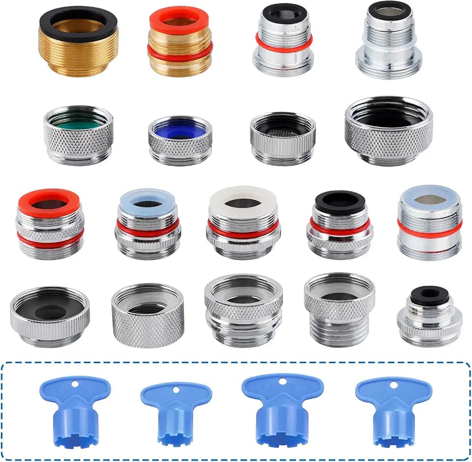 18-PCS Brass Faucet Adapter Kit, Metal Sink Faucet Aerator Adapter Sets