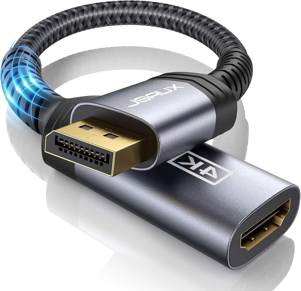 JSAUX DisplayPort auf HDMI Adapter 4K@30Hz,DP Stecker zu HDMI Buchse-Grau