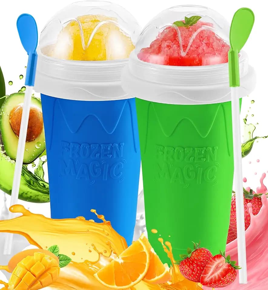 Slushie Cup 2 Pack, DIY Magic Slushy Maker Cup, Blue+Green