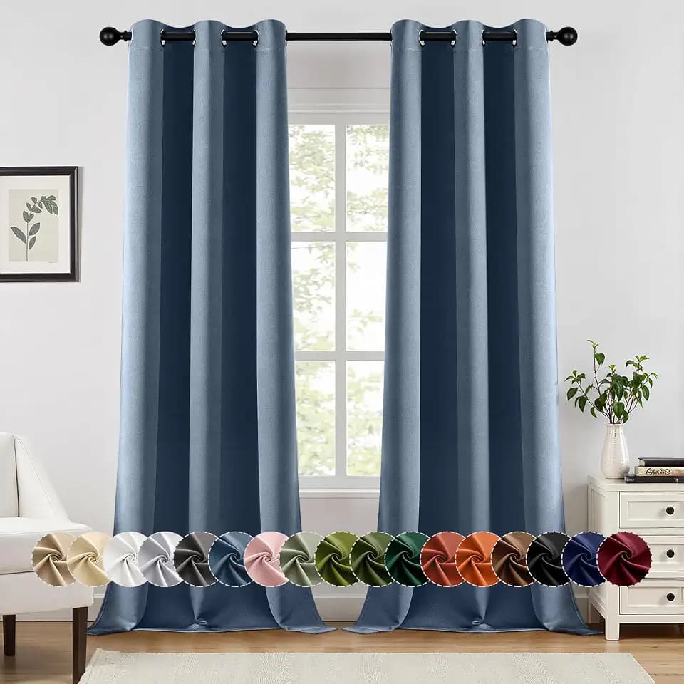 MIULEE Blackout Curtains for Bedroom 2 Panels 40 x 96 Inch Long Stone Blue