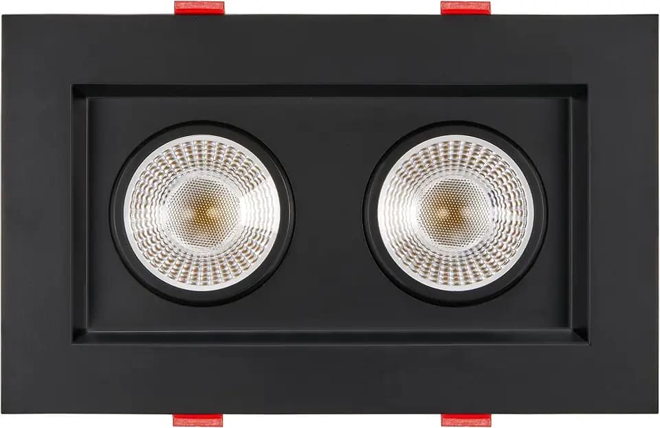Maxxima 4" 2 Head Square Anti-Glare LED Gimbal Downlight, 2000 Lumens 5 CCT
