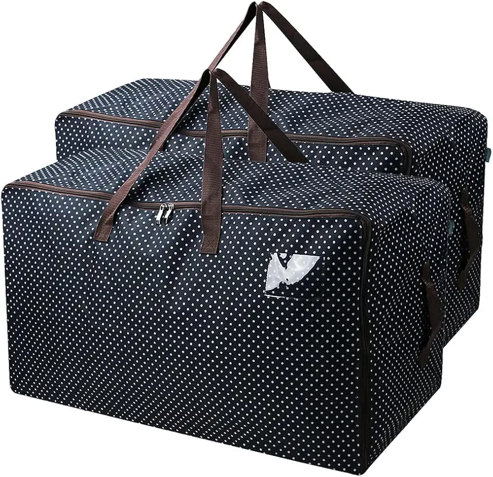 AMJ 2 Pack Extra Large Storage Bags, Moving Bags Totes with Handles & Zippers for Clothing Blanket Storage, Dorm College Moving Supplies Boxes, Storage Tote for Space Saving Moving Storage