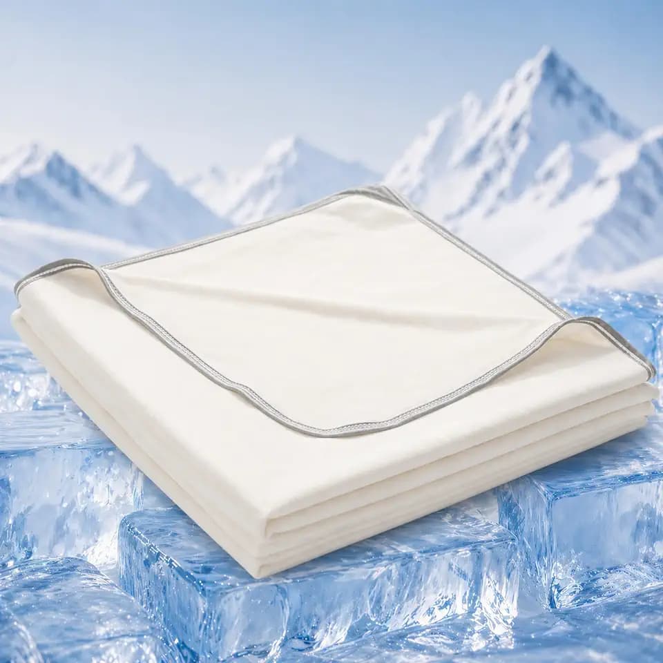 Queen Size Cooling Blanket for Hot Sleepers - Lightweight Breathable Cool Cold Blanket - Keep Cool for Night Sweats, Soft Thin Ice Blankets for Bed Couch Sofa, (White, 90"x90")