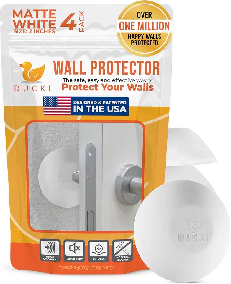 Door Stoppers Wall Protector, Self Adhesive - 4 Pack, Matte White