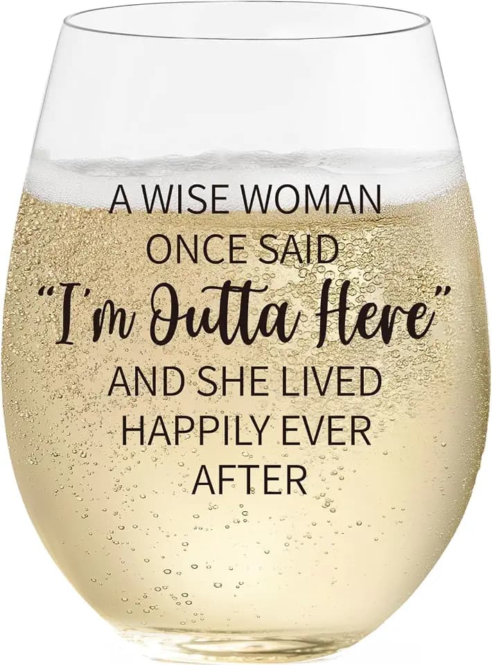 Retirement Gift For Woman – 15 oz Wine Glass – Dishwasher-Safe