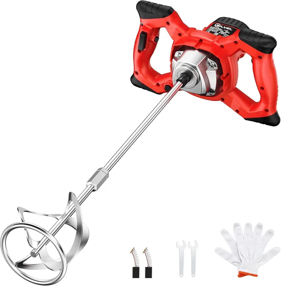 SILVEL Cement Mixer, Max 2300W Electric Concrete Mixer with 6 Adjustable Speeds, Portable Mortar Mixer, 110V Handheld Mud Mixer for Mixing Mortar, Paint, Slurry, Gypsum, Sheetrock, Feeding