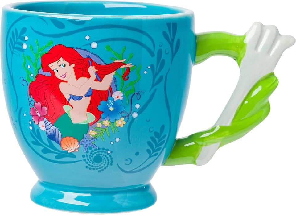 Silver Buffalo Disney Little Mermaid Ariel, 3D Sculpted Handle Mug, 20oz