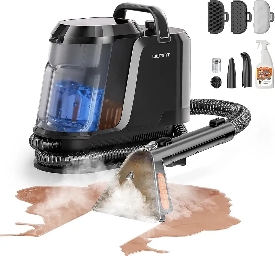 Uwant Carpet Cleaner Machine with Steam&Hot&Cold Water System 18Kpa Powerful Suction Upholstery Cleaner Machine with Pet Pro Cleaner for Pets, Carpet Steam Cleaner Set of 1