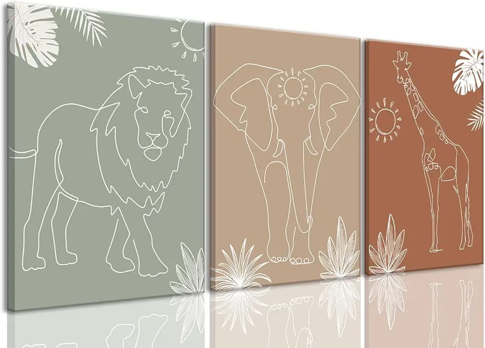 Wodkwq Nursery Wall Art Safari Animal Canvas Prints Boy Baby Room Decor