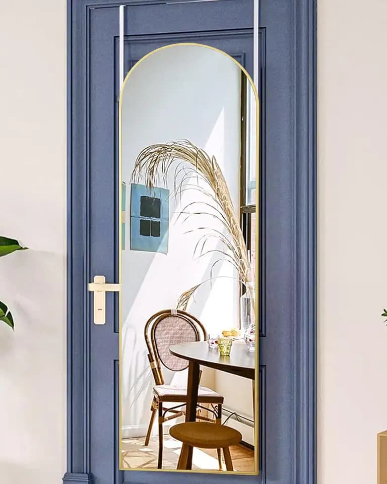 Full Length Arched Mirror, 16'' x 50'', Hanging/Leaning, Home Decor, Gold