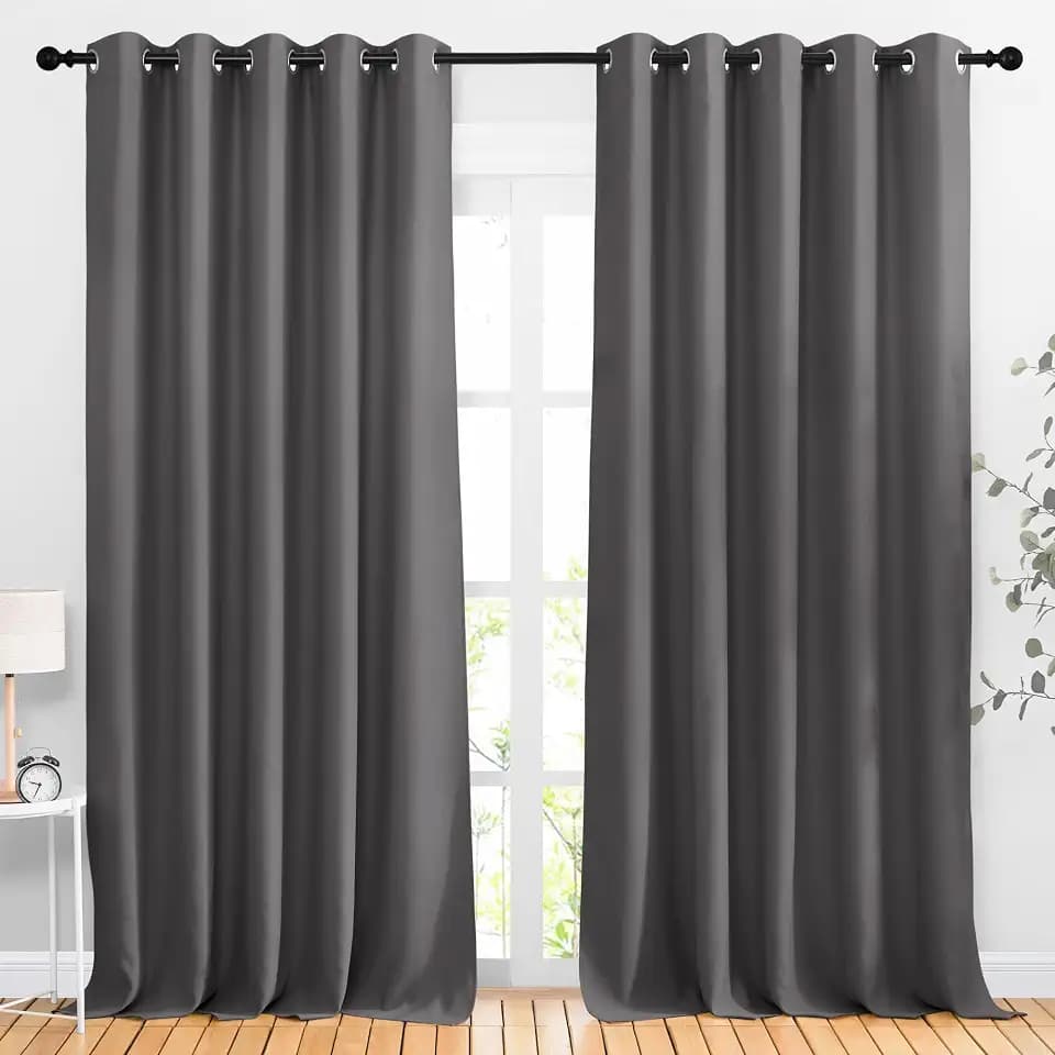NICETOWN Blackout Curtains for Living Room, 2 Panels, 66 x 92-inch, Gray