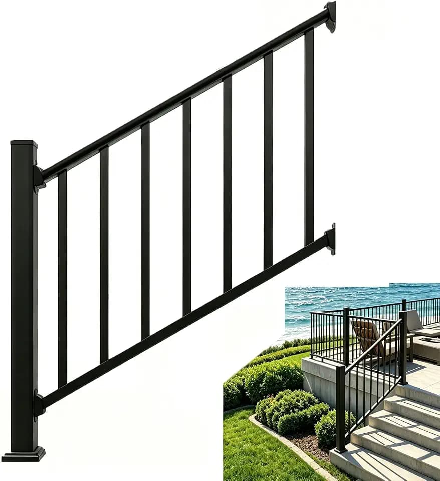 36 in x 4 Ft Modular Black Stainless Steel Stair Railing Kit