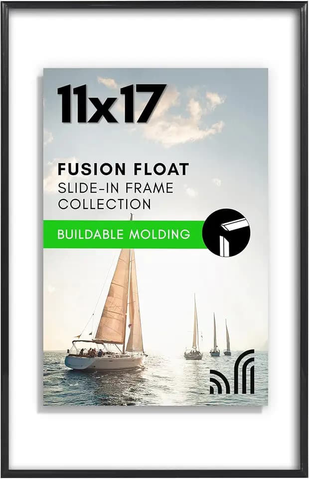 Americanflat 11x17 Floating Picture Frame - Black